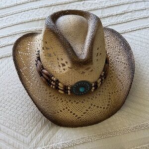 Stylish Tan Cowboy Hat with Beaded Detail